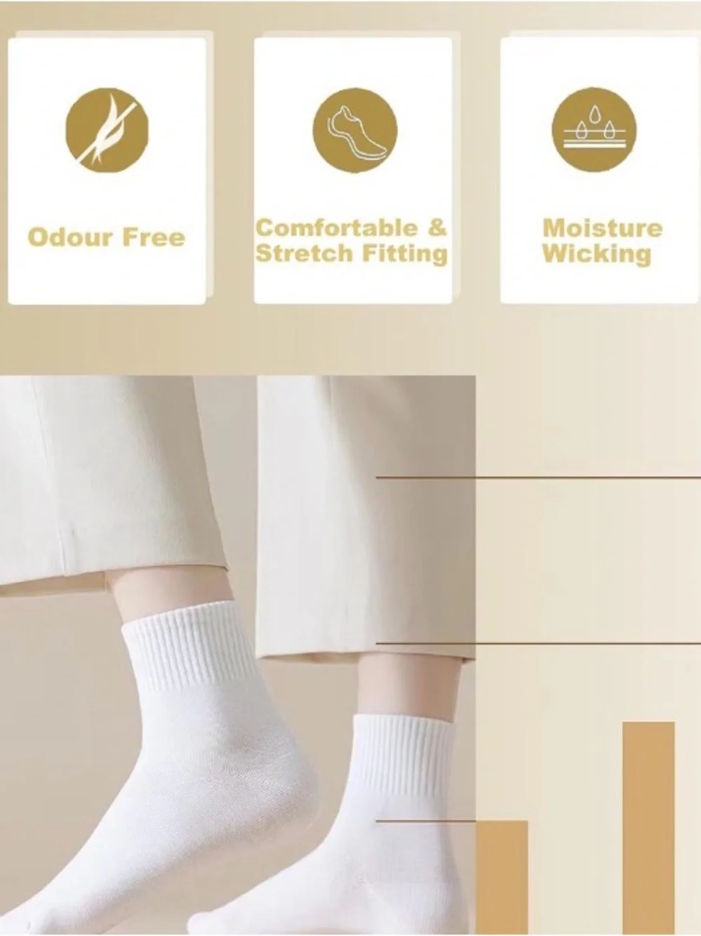 Men's Athletic White Ankle Socks (5-Pack) Ricotnisocs